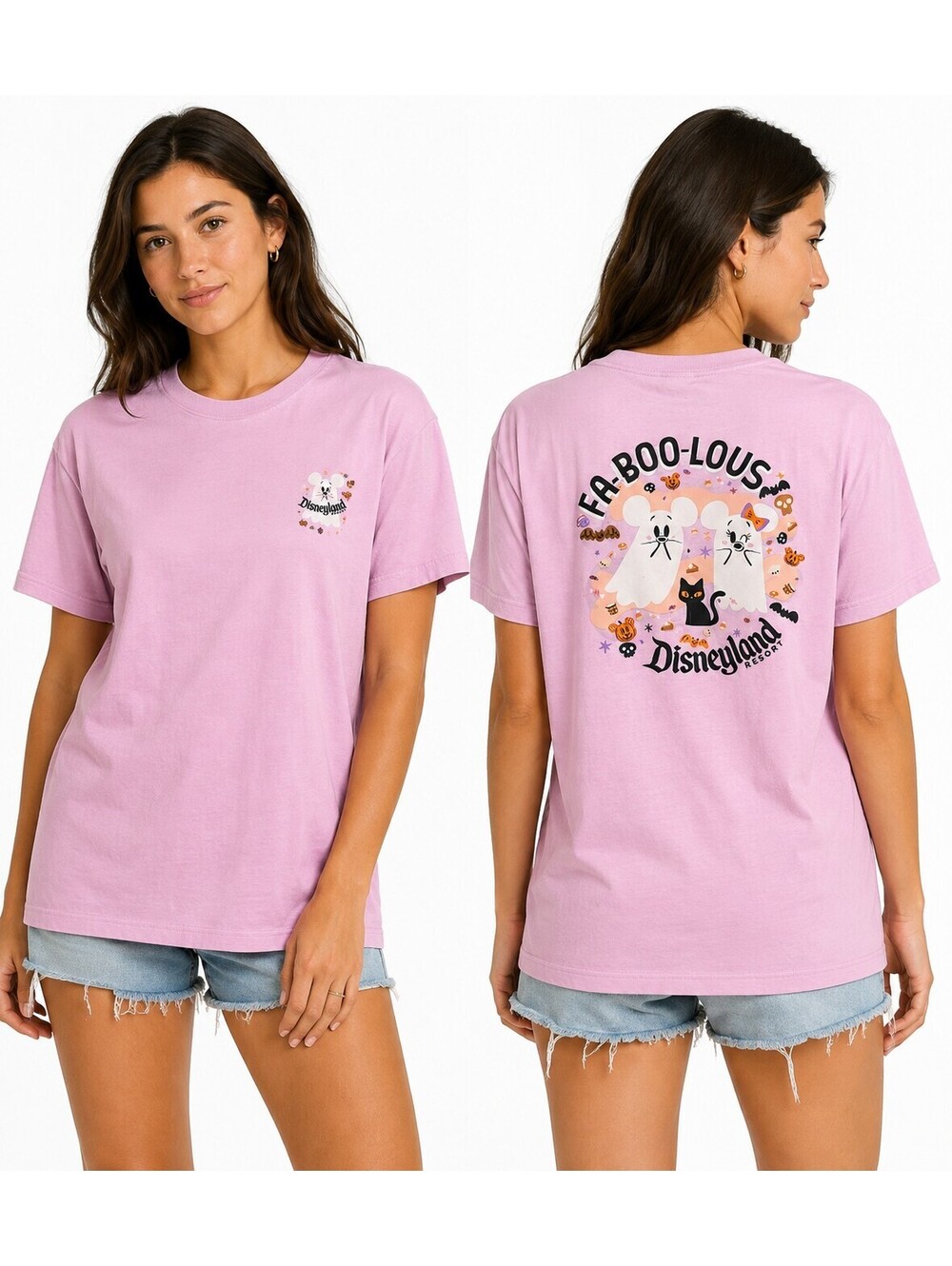 Disney Parks Halloween Ghost Shirt Size XL Pastel Pink Spooky Cute Fa-Boo-Lous